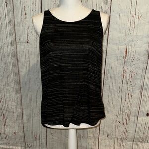 White House Black Market Black Tank Top with Textured Striations